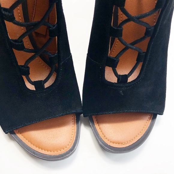 Franco Sarto Lace Up Peep Toe Heels Black Size 8.5 - Picture 4 of 8